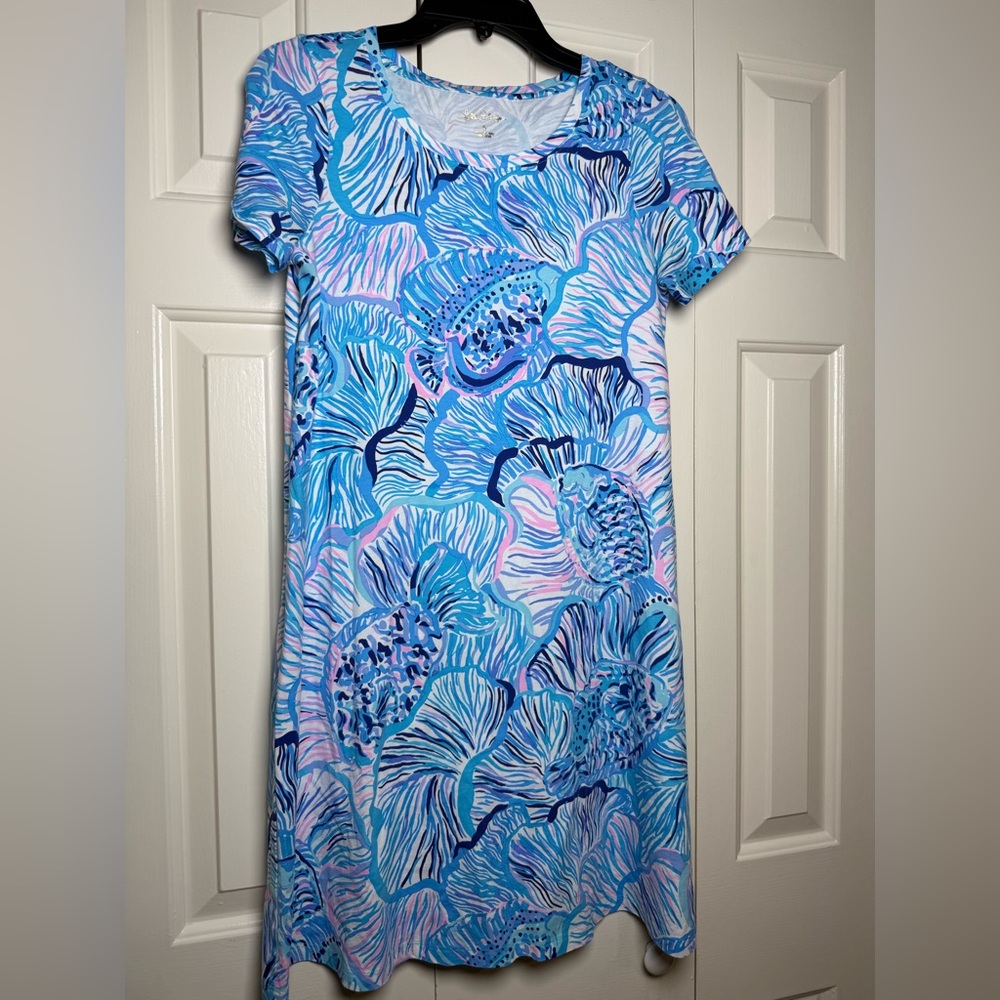 Lilly Pulitzer Blue Fishful Thinking Cody Short Sleeve Swing Dress